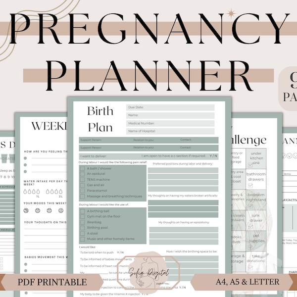 Journal de grossesse, planificateur de maternité, journal de grossesse imprimable, journal de grossesse non sexiste, planificateur de soins personnels, paquet de soins pour nouvelle maman