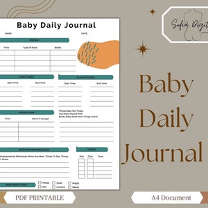 Daily Info Journal Pages - Babies and Newborns, Baby Log Printable, aunt gift new baby, nursing notes, baby daily planner, PDF Download