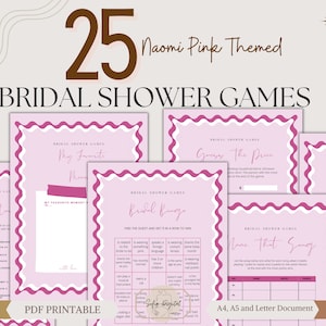 Bridal Shower Games Bundle,Modern Hens & Bridal Shower Party Games,Bachelorette Party,Wavy Border,25 Premade Game Bundle,Instant Download