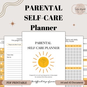 Parent Self Care Journal Self Care Planner Worksheets Mood Tracker Love Parenting Gratitude Journal Classic Sun Care PDF Printable Inserts