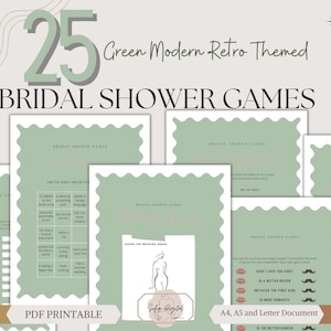 Bridal Shower Games Bundle,Modern Hens & Bridal Shower Party Games,Bachelorette Party,Wavy Border,25 Premade Game Bundle,Instant Download