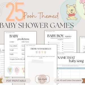 Winnie the Pooh Baby Shower Games, classic winnie the pooh baby shower, winnie the pooh shower games, pooh baby shower, Printable PDF