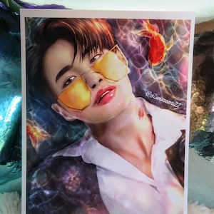 Seonghwa Ateez | Goldfisch | Fanart-Postkarte