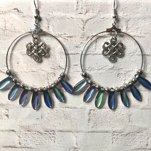 Mermaid Scale Celtic Knot Hoop Earrings, Celtic Love Knot, Mermaid Jewelry, Boho Earrings, Ocean Dangle Earrings, Jewelry Gifts for Her