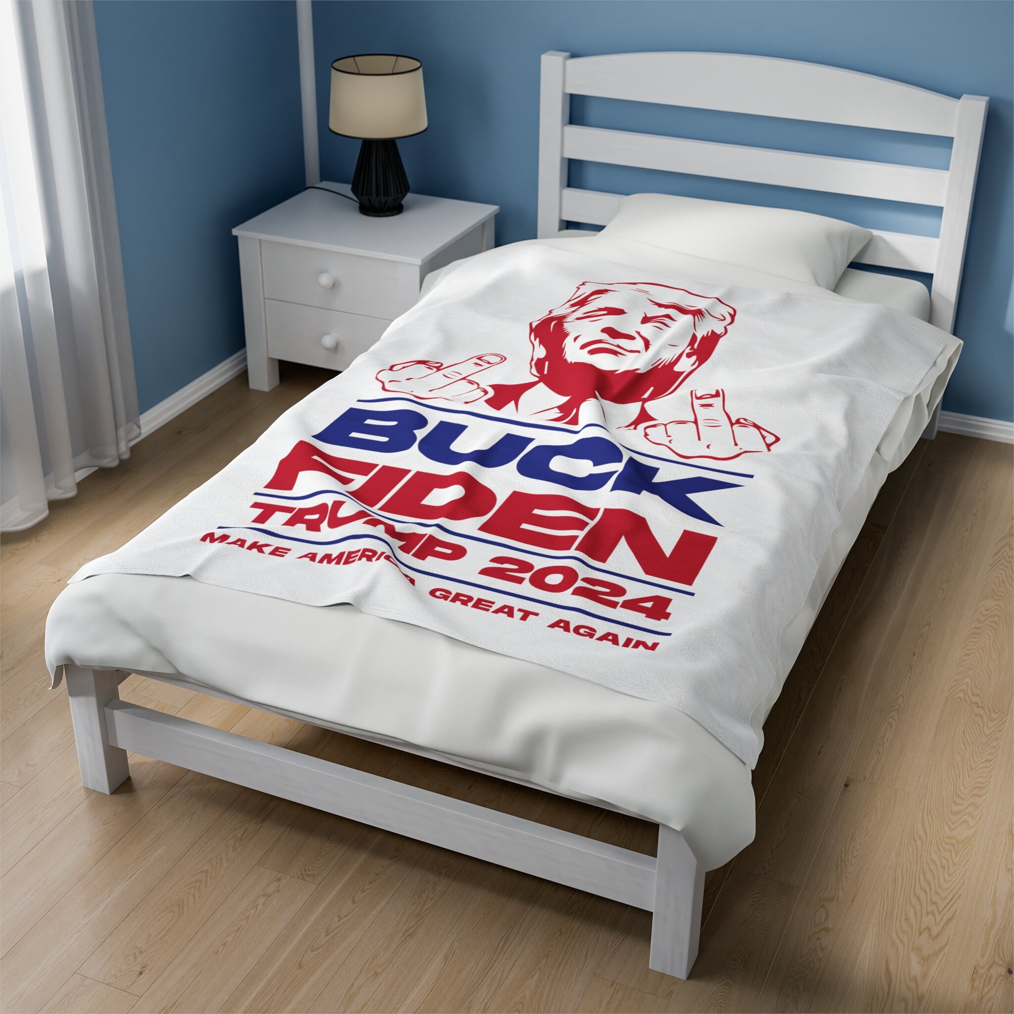 BUCK FIDEN Trump 2024 Soft Plush 50 X 60 Blanket, Election Throw