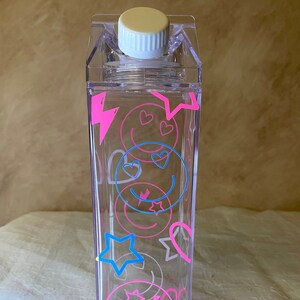 Smiley face milk carton water bottle