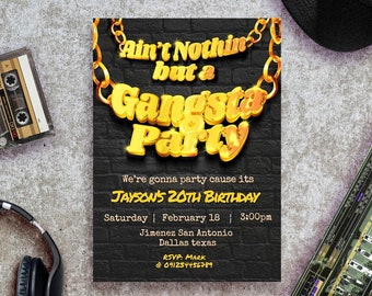 Gangsta Party - Hiphop Theme Invitation Canva Template
