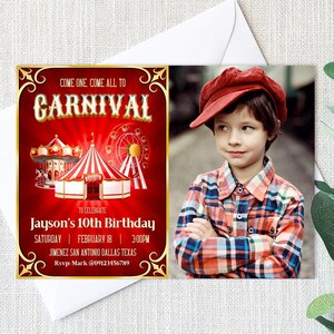 Carnival Editable Digital Landscape Invitation Canva Template with Photo - Smart Phone Invite - Greeting Card Printable - Instant Download