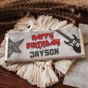 Rocker  - Rock Star - Rock and Roll Editable Digital Chocolate Wrapper Canva Template - Instant Download