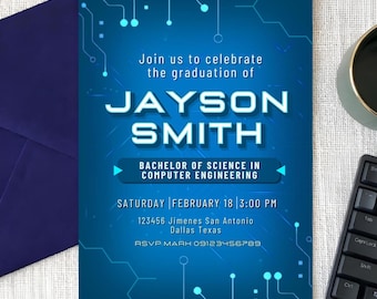 Zaproszenie na zakończenie studiów informatycznych – Zaproszenie dla absolwentów kierunków informatycznych – Wykonane na zamówienie – Cyfrowe do pobrania – Do druku