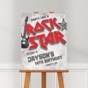 Rockstar Birthday - Rockstar Themed - Rocker Digital Editable Welcome Sign Canva Template - Mobile Phone Instant Download - Printable