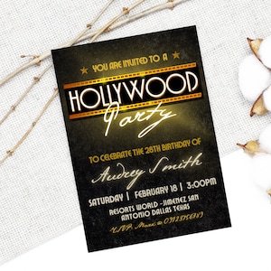 Hollywood Party Invitation Canva Template