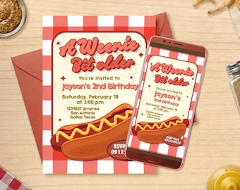 A Weenie Bit Older Digital Editable Birthday Invitation Canva Template - Mobile Phone Instant  Download - Printable