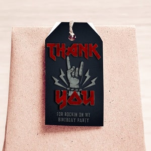 Rocker - Rock and Roll - Rockstar Gunst Tag - Party Tag Bearbeitbare Digitale Canva Vorlage - Sofortiger Dowload - Druckbar