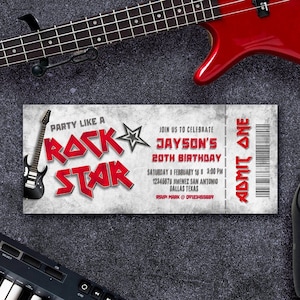 Thème d'anniversaire rockstar - modèle de toile d'invitation numérique à bascule - invitation pour téléphone intelligent - téléchargement immédiat - imprimable