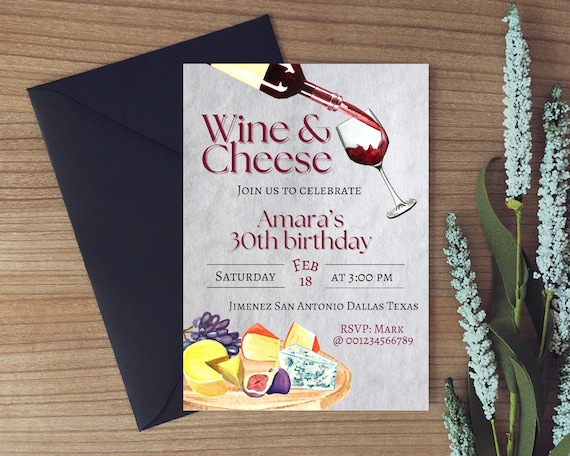 Wine and Cheese Invitation Canva Template - Etsy