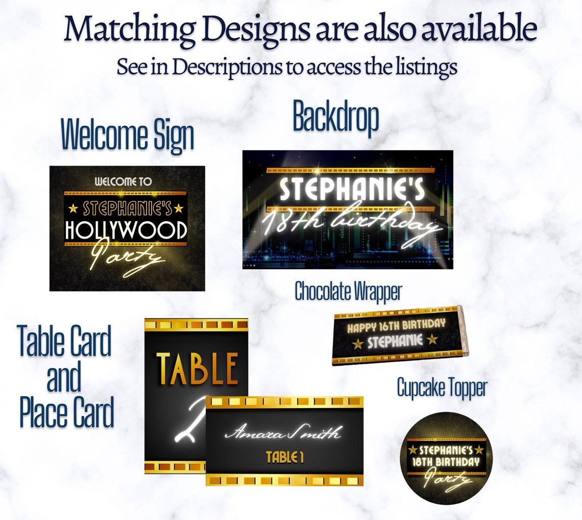 Hollywood Party Invitation Canva Template - Etsy