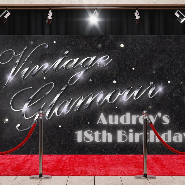 Vintage Glamour - Old Hollywood -Glam - Photo Backdrop - Digital Backdrop Canva Template