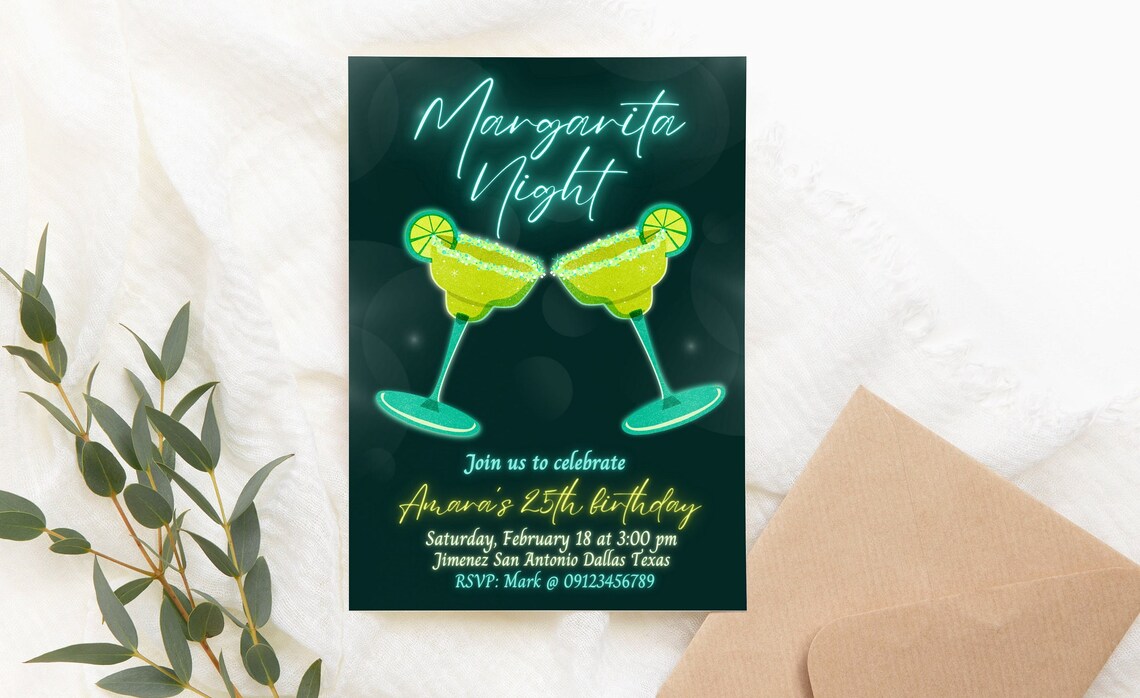 Margarita Night Birthday Invitation Canva Template - Etsy