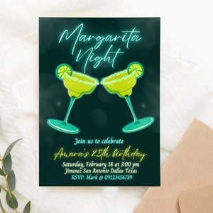 Margarita Night Birthday Invitation Canva Template - Etsy