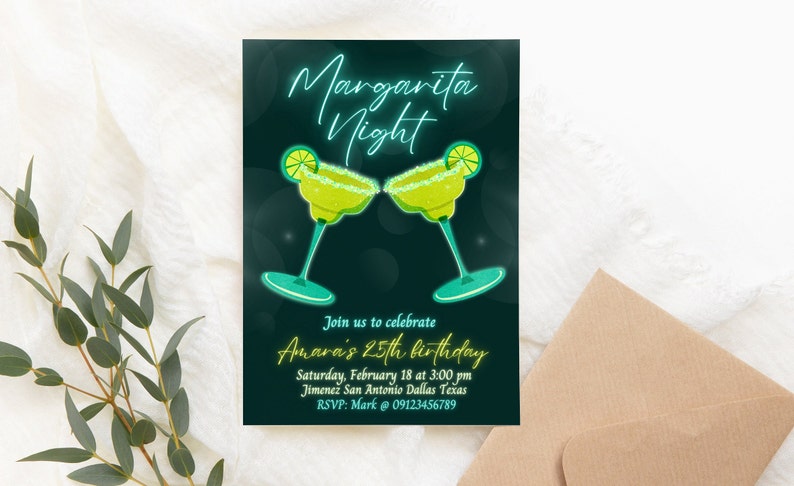 Margarita Night Birthday Invitation Canva Template (Download Now) - Etsy