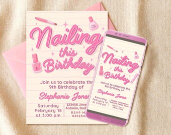 Convite de aniversário digital editável para arrasar - Modelo Canva - Download instantâneo para celular - Imprimível