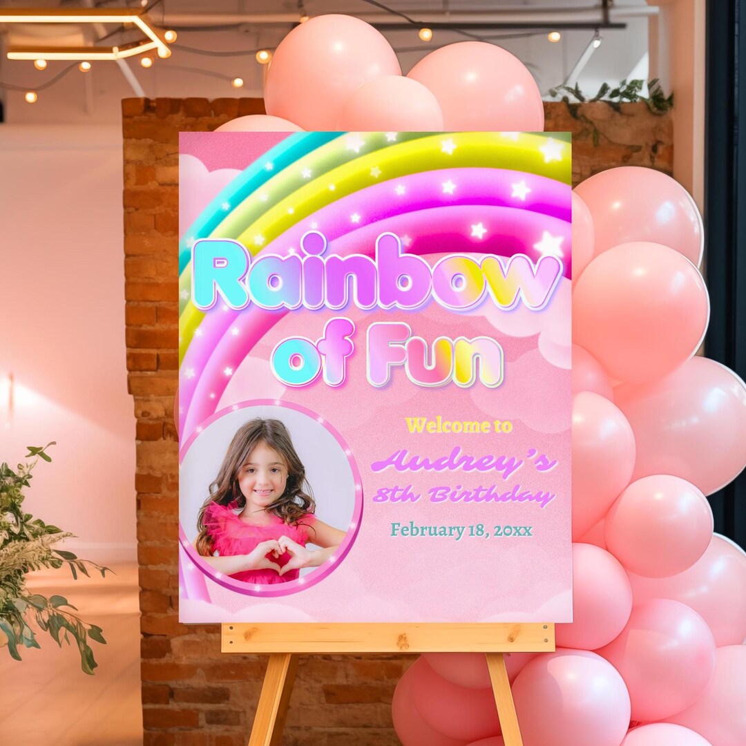 Rainbow of Fun Digital Colorful Welcome Sign With Photo | Any Age ...