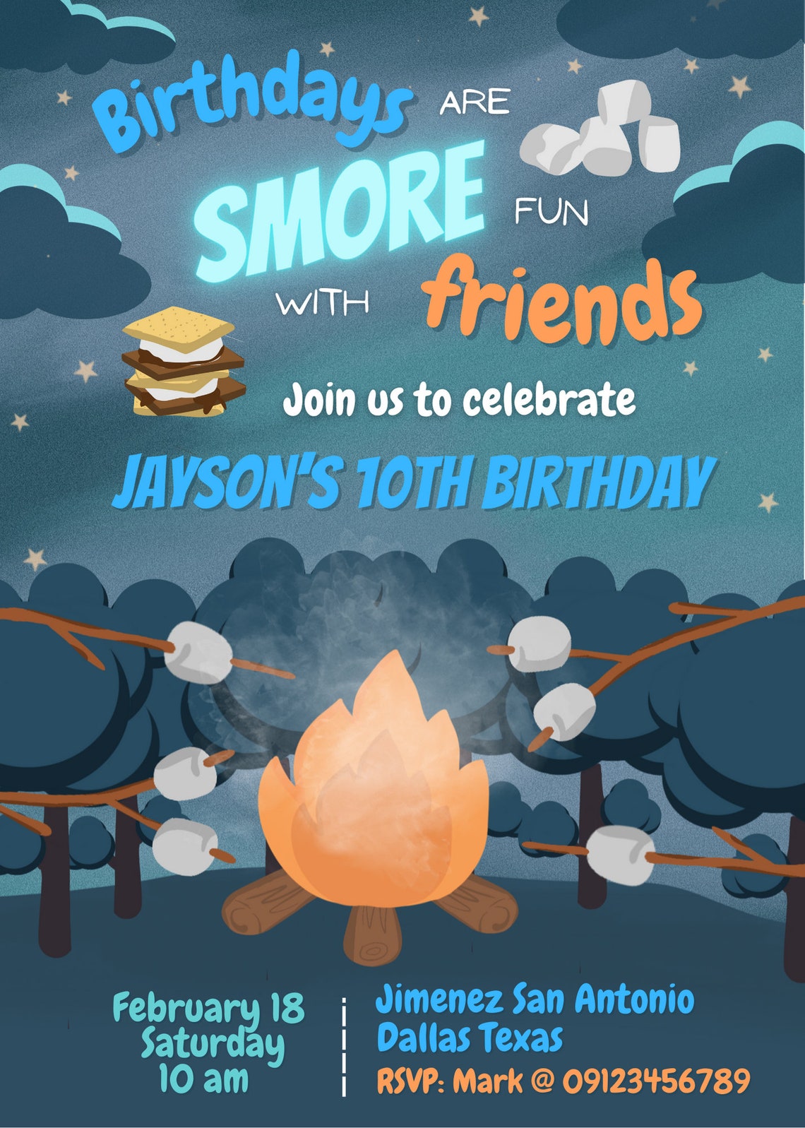Birthdays Are Smore Fun With Friends Canva Boy Invitation - Etsy