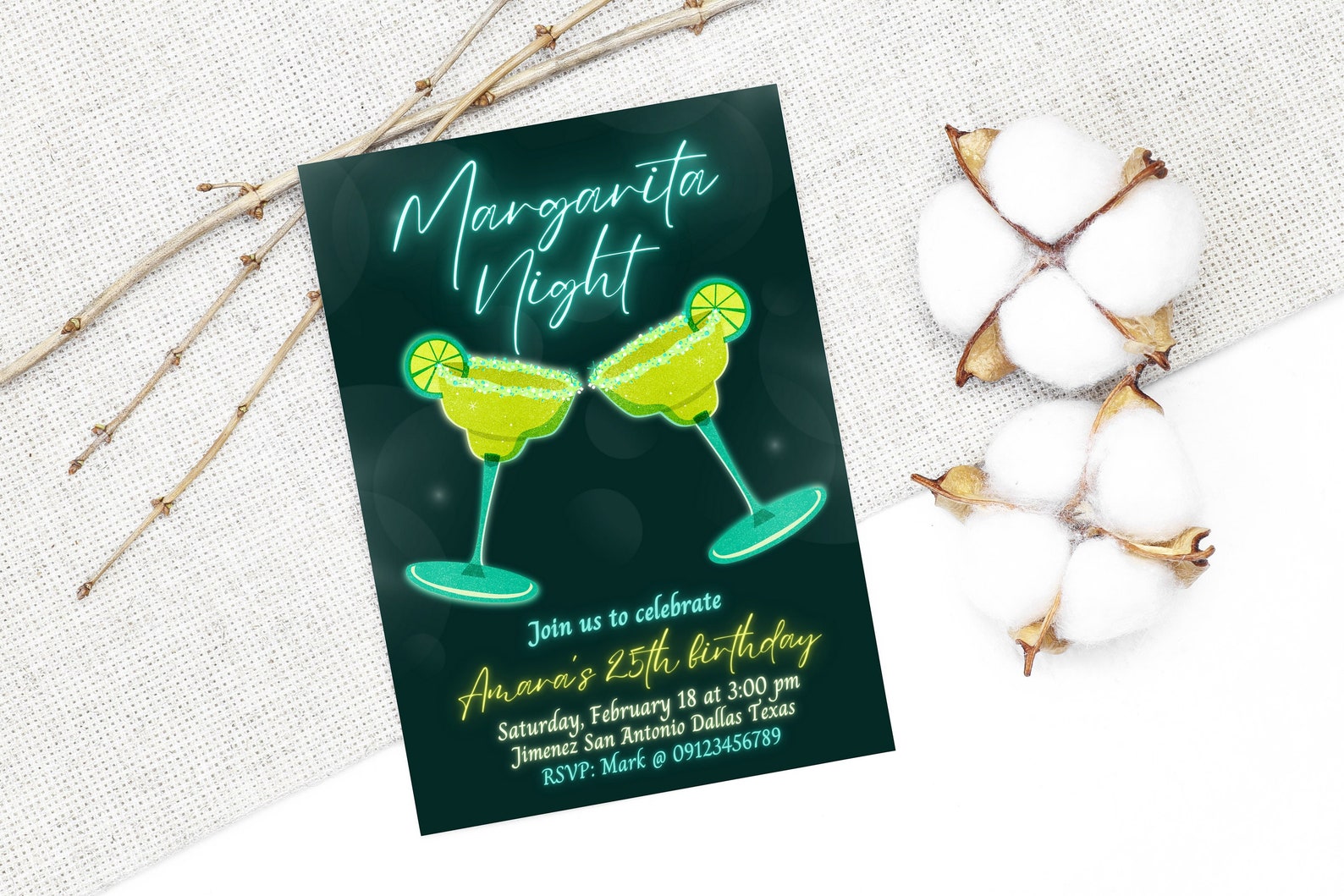 Margarita Night Birthday Invitation Canva Template - Etsy