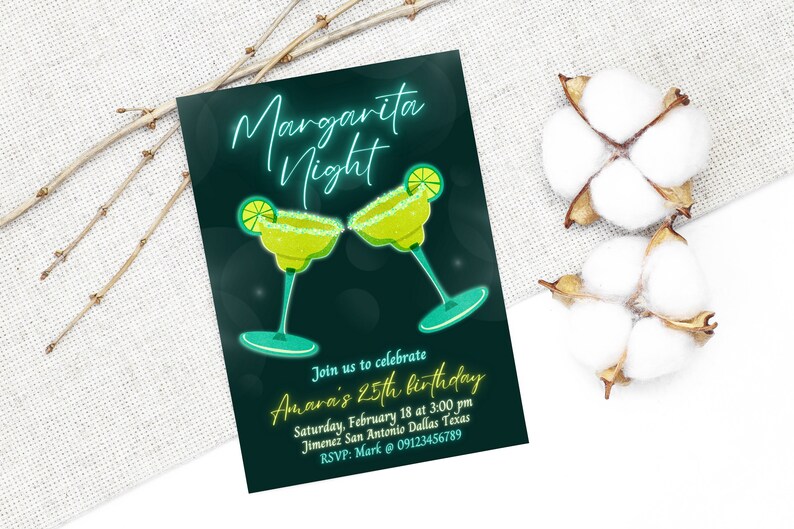 Margarita Night Birthday Invitation Canva Template - Etsy
