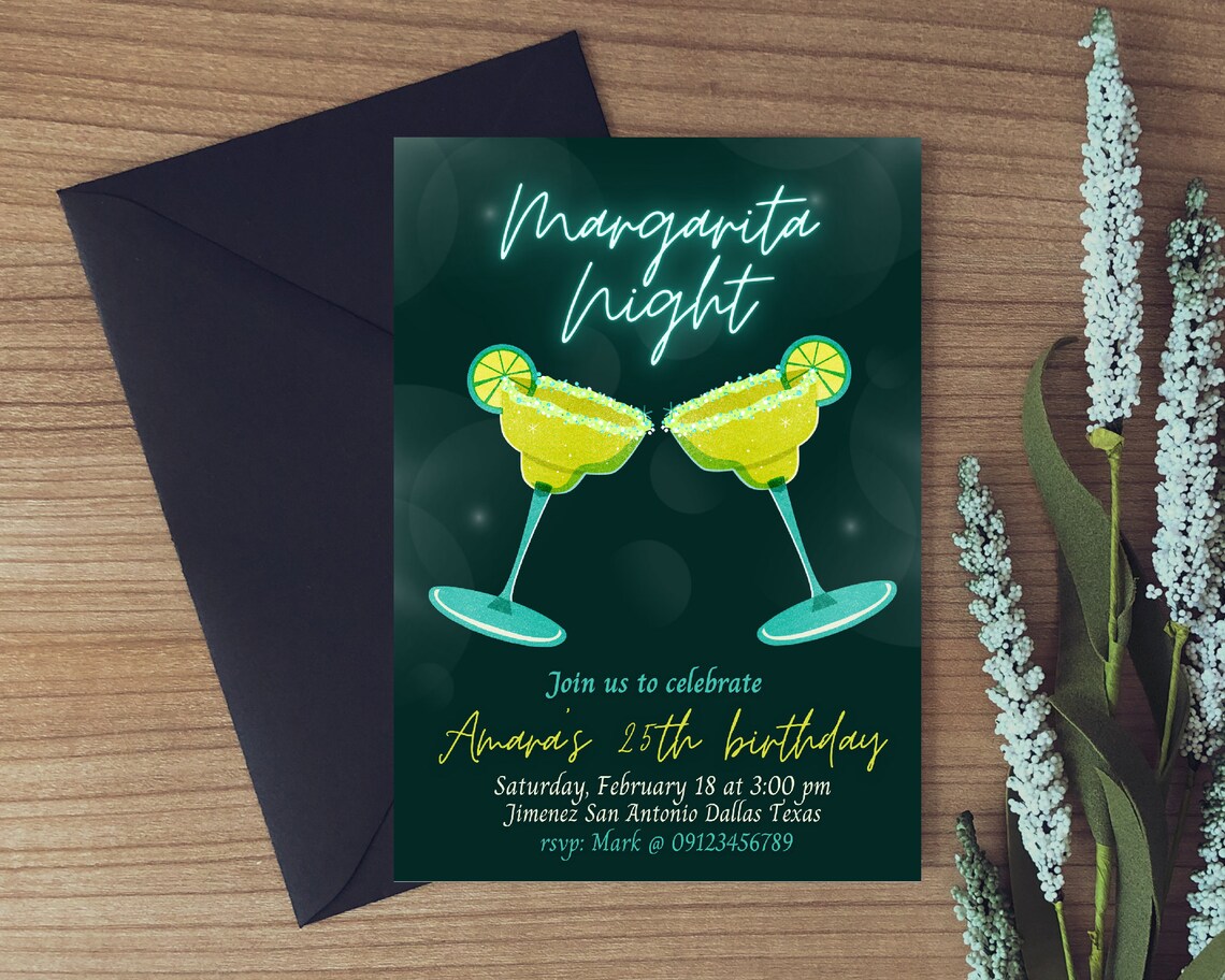 Margarita Night Birthday Invitation Canva Template - Etsy