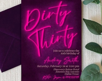 Dirty Thirty 30th birthday Invitation - Digital Editable Invitation - Canva Template - Mobile Phone Instant Download Greeting Card Printable