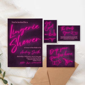 Despedida de soltera con lencería - Brillo neón - Despedida de soltera - Oh la Lingerie - Consiéntela - Despedida de soltera - Fiesta de lencería - Plantilla de invitación digital