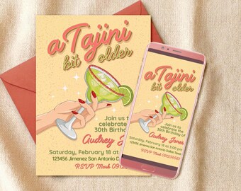 A Tajini Bit Older Digital Editable Invitation Canva Template - Mobile Phone Instant Download - Printable