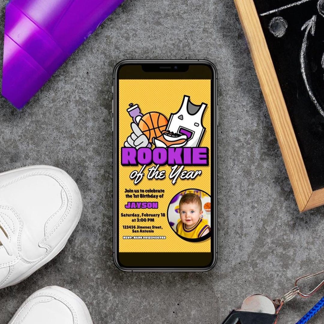 Rookie of the Year - Boy First Birthday Digital Editable Invitation ...