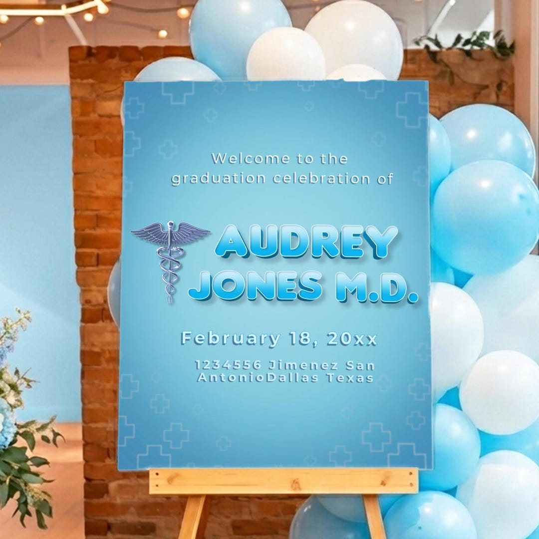 Doctor Prom Sign Doctor Graduation Party Digital Welcome Sign - Medical Theme ...