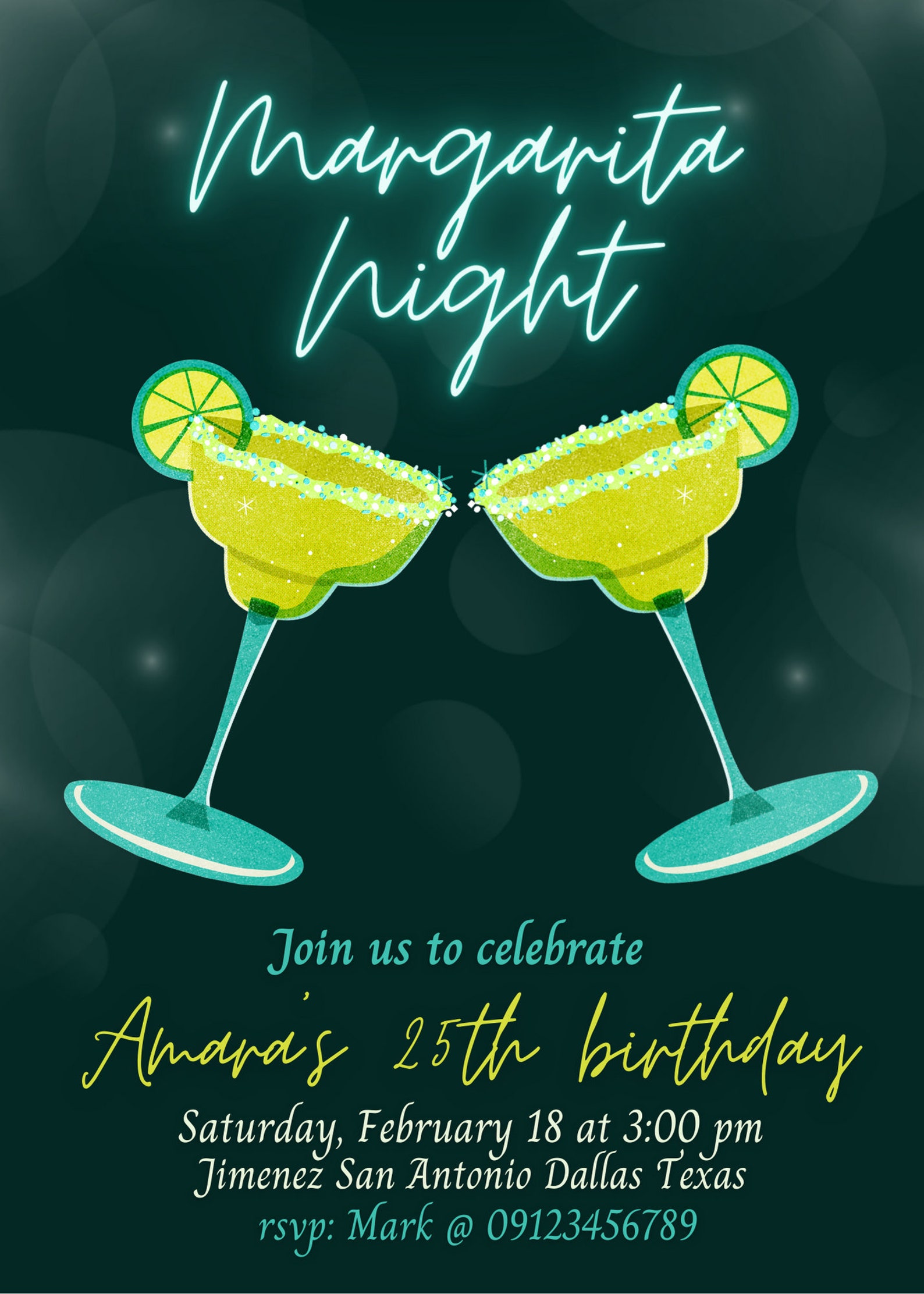 Margarita Night Birthday Invitation Canva Template - Etsy