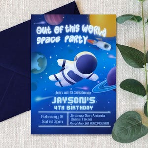 Outer Space - Blast Off - Out of this World - Universe -  Space-tacular Space - Any Age - Mobile Invite -  Editable Digital Canva Template