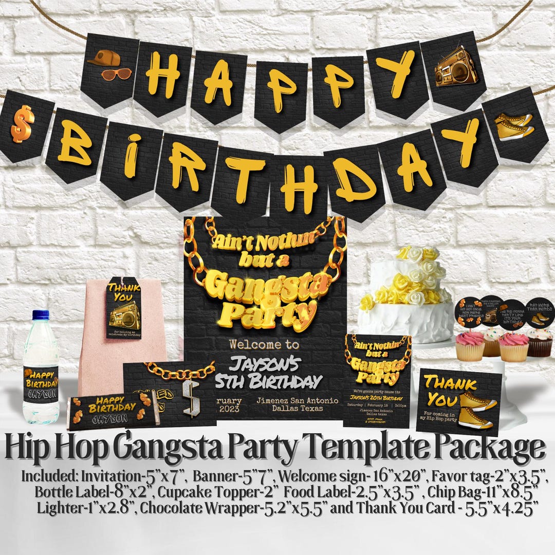 Gangsta Party Hiphop Theme Canva Template Package Bundle - Etsy