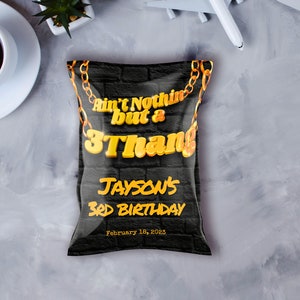 Ain&#39;t Nothin but a 3 Thang - Hip Hop Digital Chip Bag Canva Template - Smart Phone Instant Download - Printable