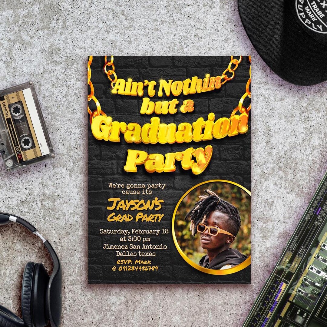 Graduation Party - Boy Hiphop Theme With Photo Picture Digital Editable ...