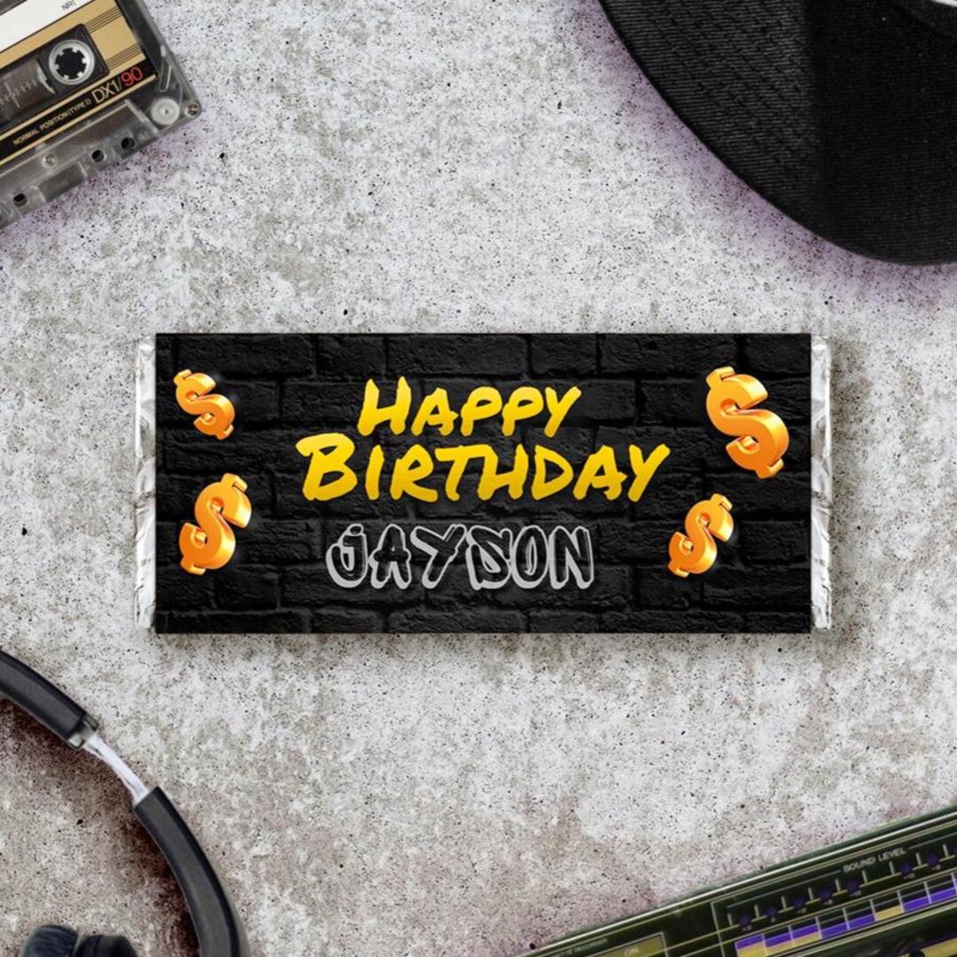 Hip Hop - Rapper Themed Boy Birthday Chocolate Wrapper Editable Digital ...