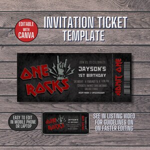 One Rocks - Rocked One Year - Rock and Roll - Boy 1st Birthday Digital ...