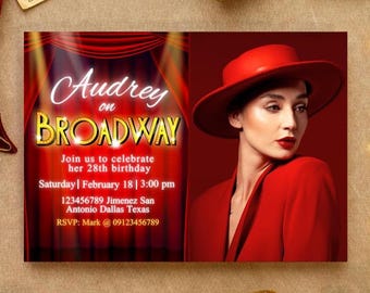 Broadway - Theater - Digital Editable Invitation Landscape with Photo Canva Template