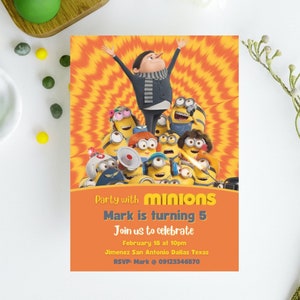 Editable Minions Rise Of Gru Birthday Invite Minions 2 Movie Etsy Canada