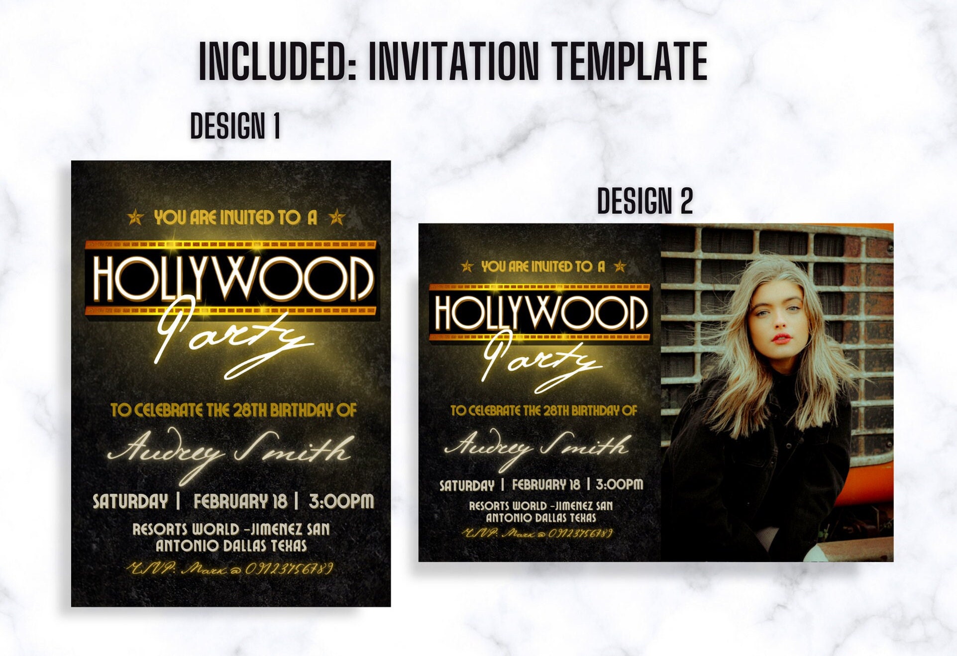Hollywood Party Template Package 1 Editable Digital Canva - Etsy