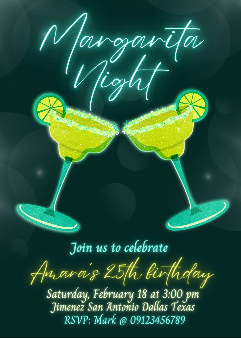 Margarita Night Birthday Invitation Canva Template - Etsy