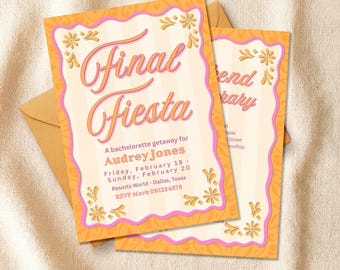 Convite digital editável para o fim de semana de despedida de solteira com tema de festa - Download instantâneo para celular - Imprimível