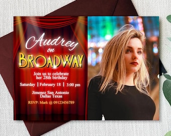 Broadway - Theater - Digital Editable Invitation Landscape with Photo Canva Template