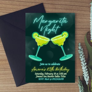 Margarita Night Birthday Invitation Canva Template - Etsy